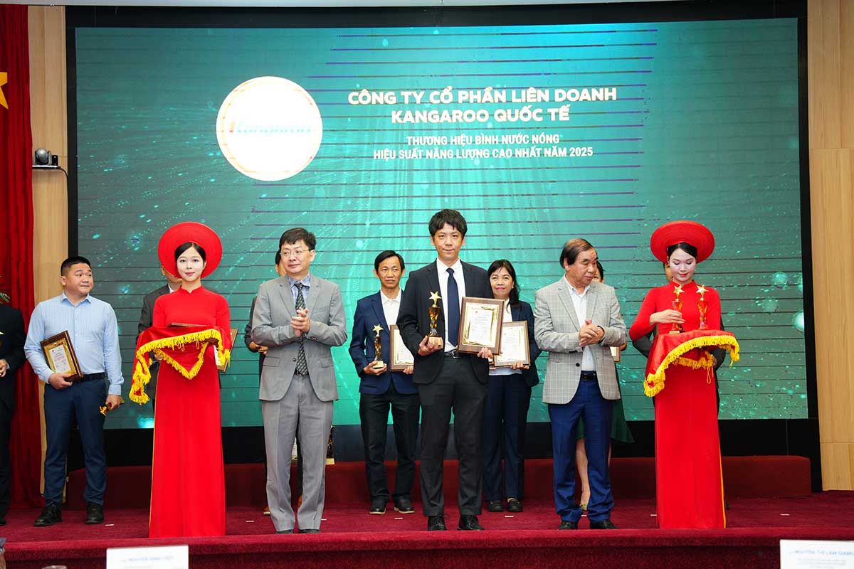 BÌNH NƯỚC NÓNG KANGAROO NHẬN GIẢI SẢN PHẨM HIỆU SUẤT NĂNG LƯỢNG CAO NHẤT 2025