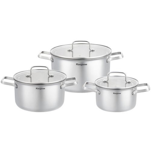Bộ nồi inox cao cấp đáy liền nguyên khối Kangaroo KGCS3IP