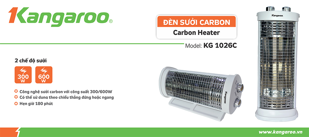 Đèn sưởi carbon Kangaroo KG1026C