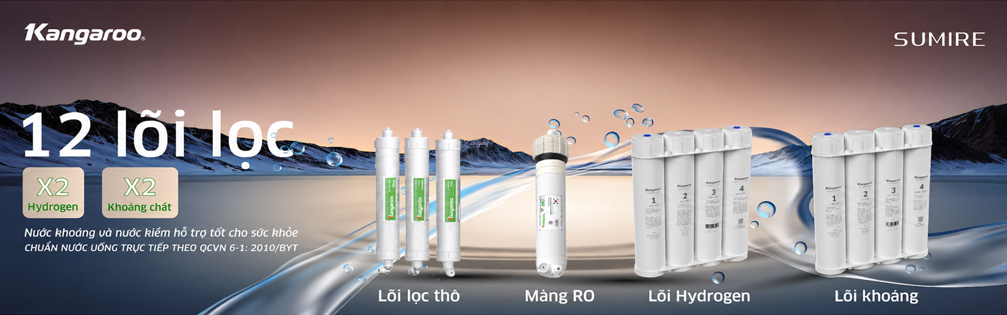 Máy lọc nước Kangaroo Sumire Hydrogen ion kiềm