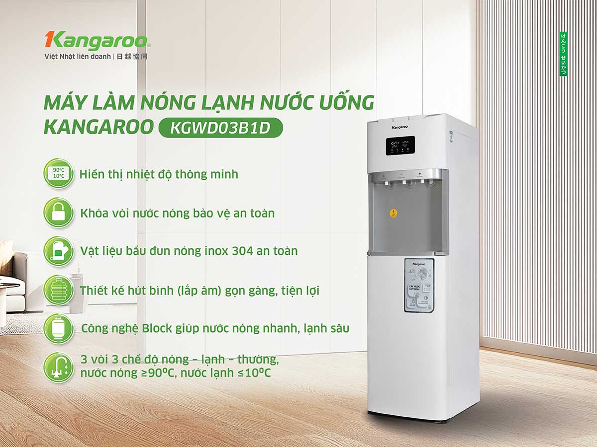 Máy làm nóng lạnh nước uống Kangaroo KGWD03B1D