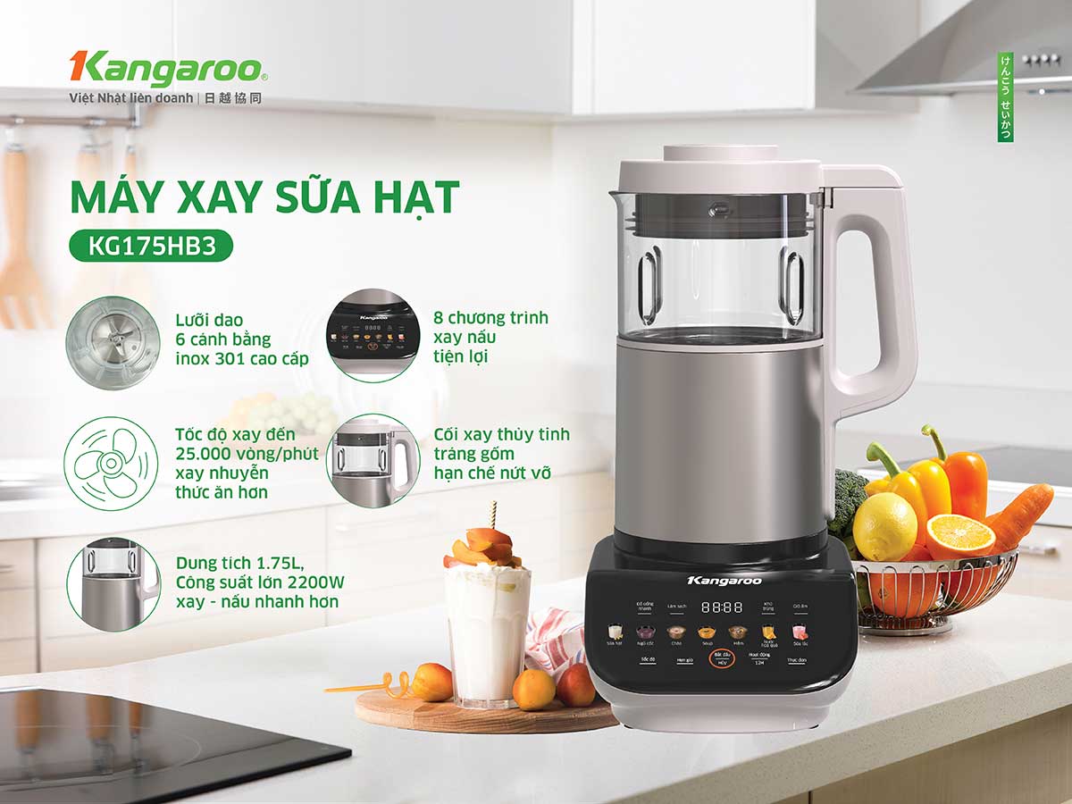 Máy xay nấu làm sữa hạt Kangaroo KG175HB3