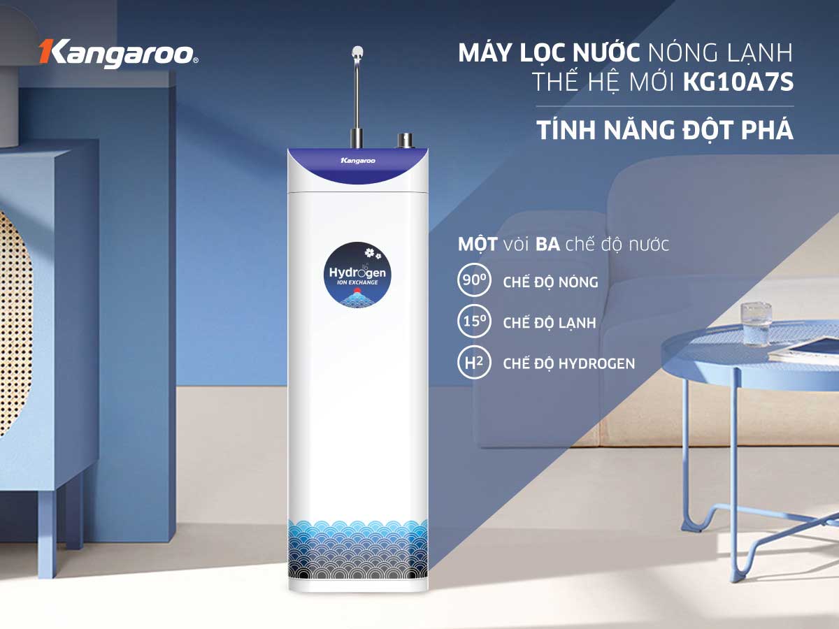 Máy lọc nước Kangaroo Hydrogen Slim nóng lạnh KG10A7S ⋆ Kangaroo Group