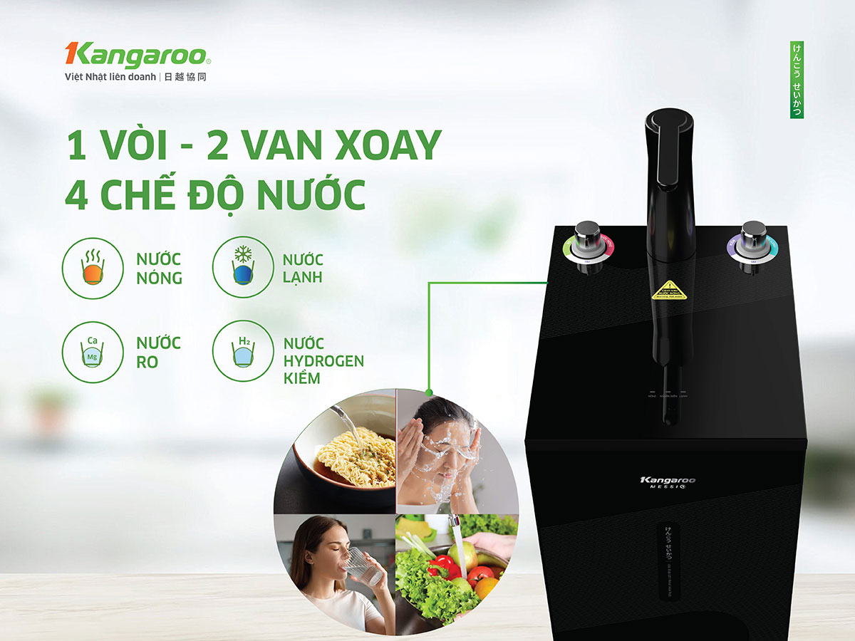 Máy lọc nước Kangaroo Messi Hydrogen nóng lạnh KG10M26