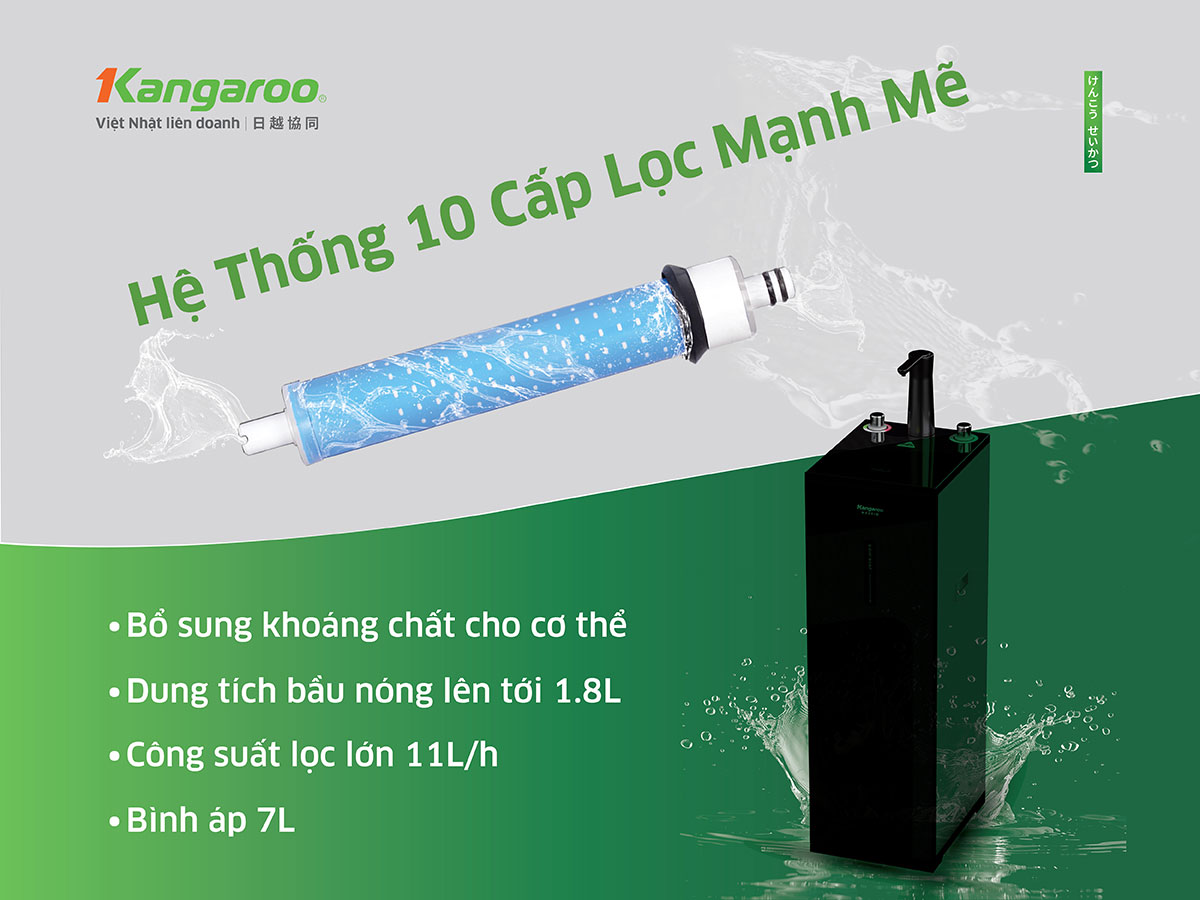 Máy lọc nước Kangaroo Messi Hydrogen nóng lạnh KG10M26