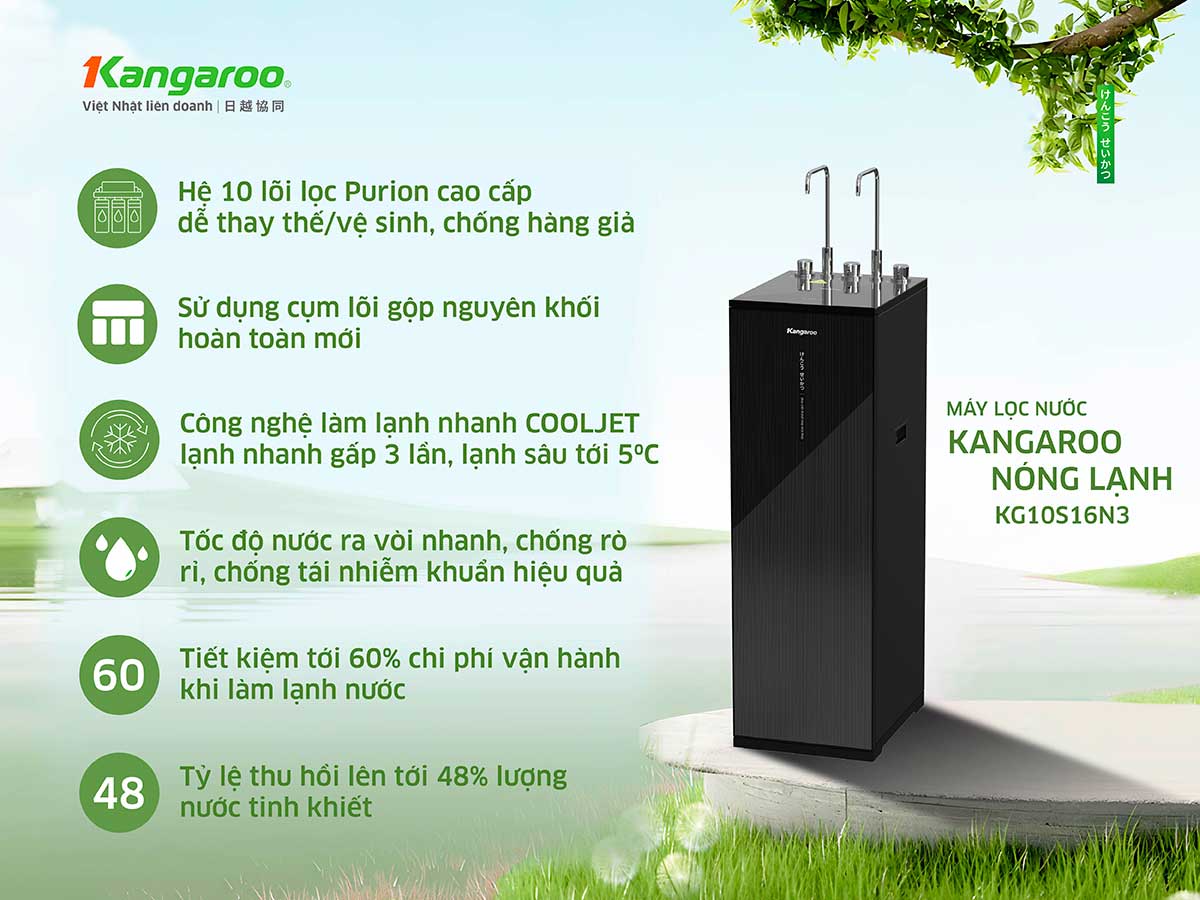 Máy lọc nước Kangaroo nóng lạnh KG10S16N3 Máy lọc nước Kangaroo nóng lạnh KG10S16N3