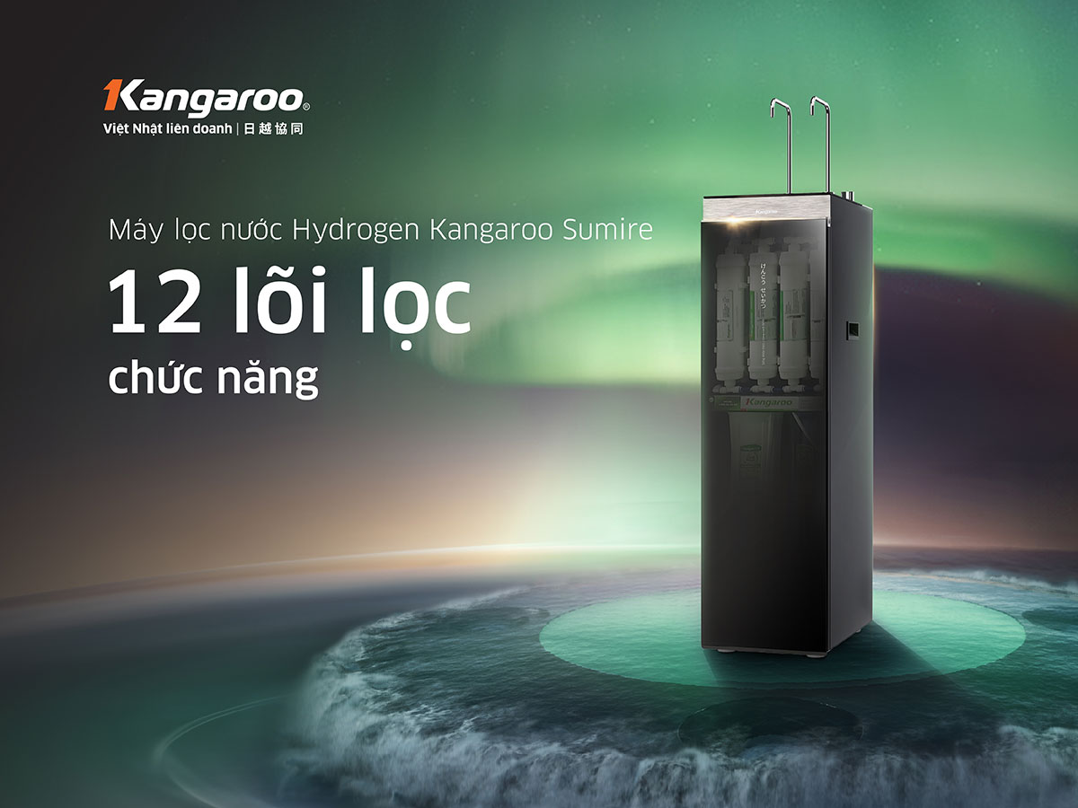 Máy lọc nước nóng lạnh 12 lõi Kangaroo Hydrogen KG12A6