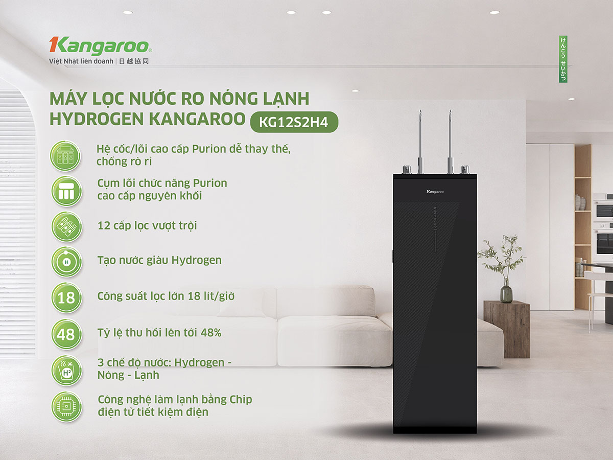 Máy lọc nước Kangaroo Hydrogen nóng lạnh KG12S2H4