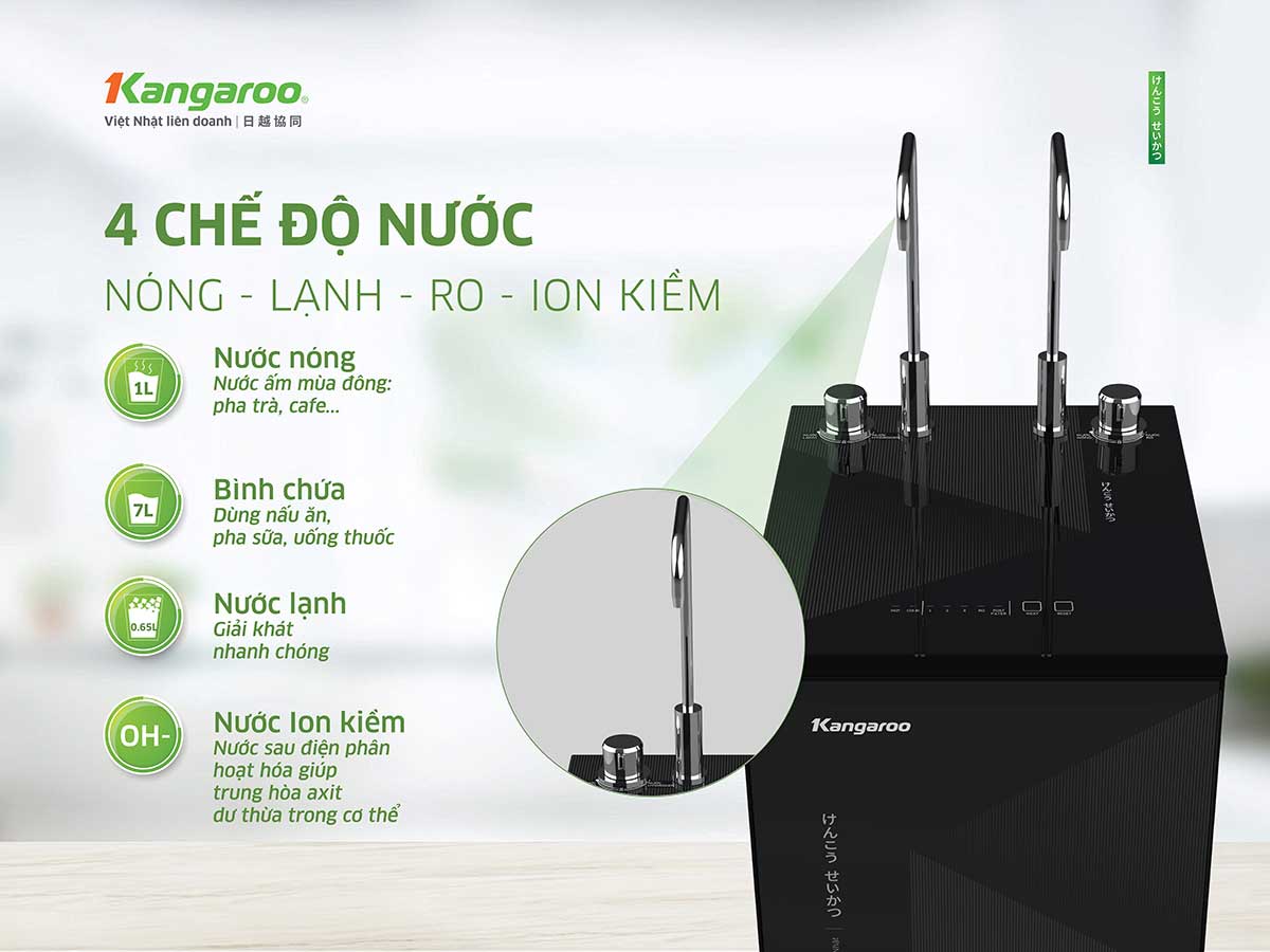 Máy lọc nước ion kiềm Kangaroo Hydrogen nóng lạnh KGHC11A4