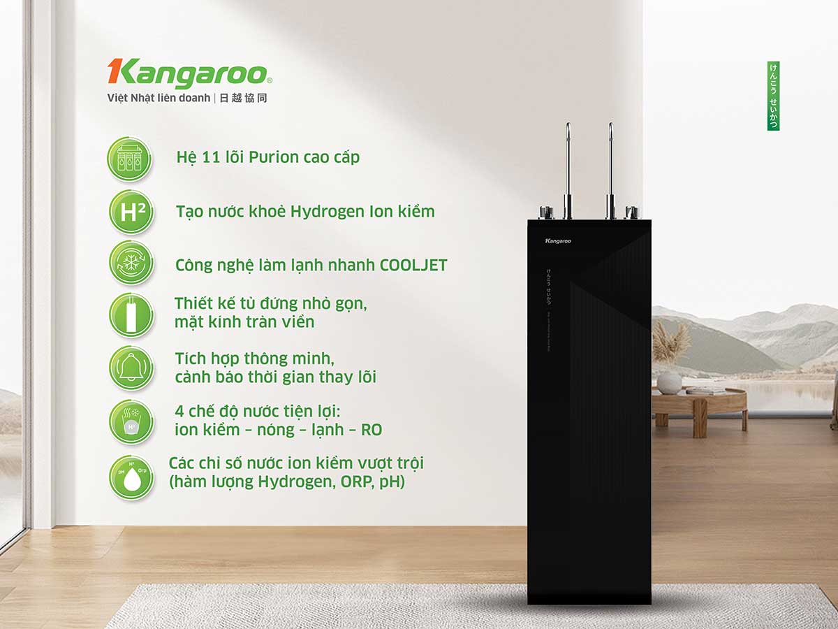 Máy lọc nước ion kiềm Kangaroo Hydrogen nóng lạnh KGHC11A4