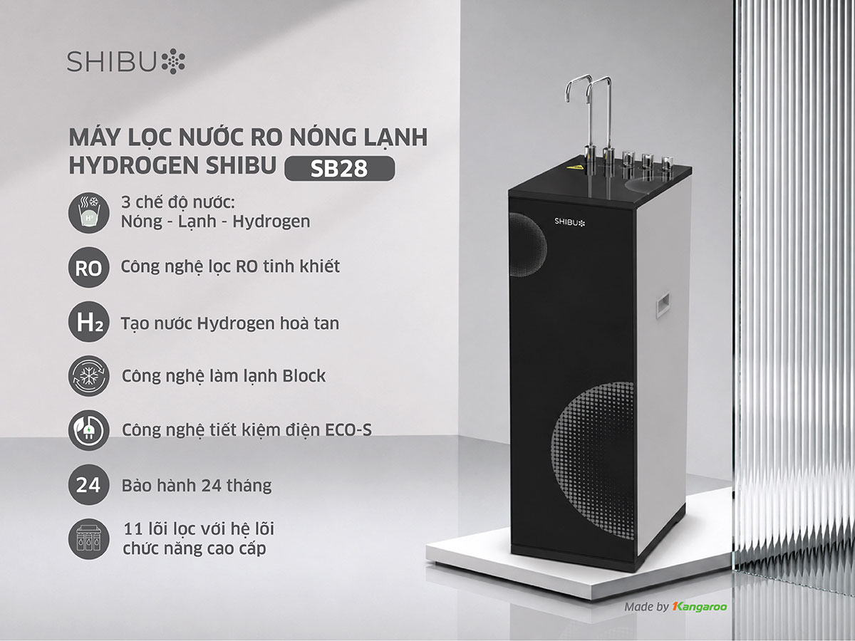 Máy lọc nước SHIBU Hydrogen nóng lạnh SB28 Máy lọc nước SHIBU Hydrogen nóng lạnh SB28