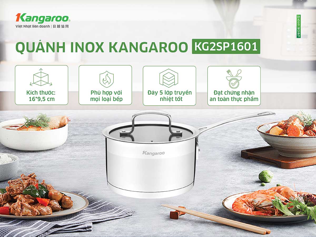 Nồi quánh inox cao cấp 5 lớp Kangaroo KG2SP1601