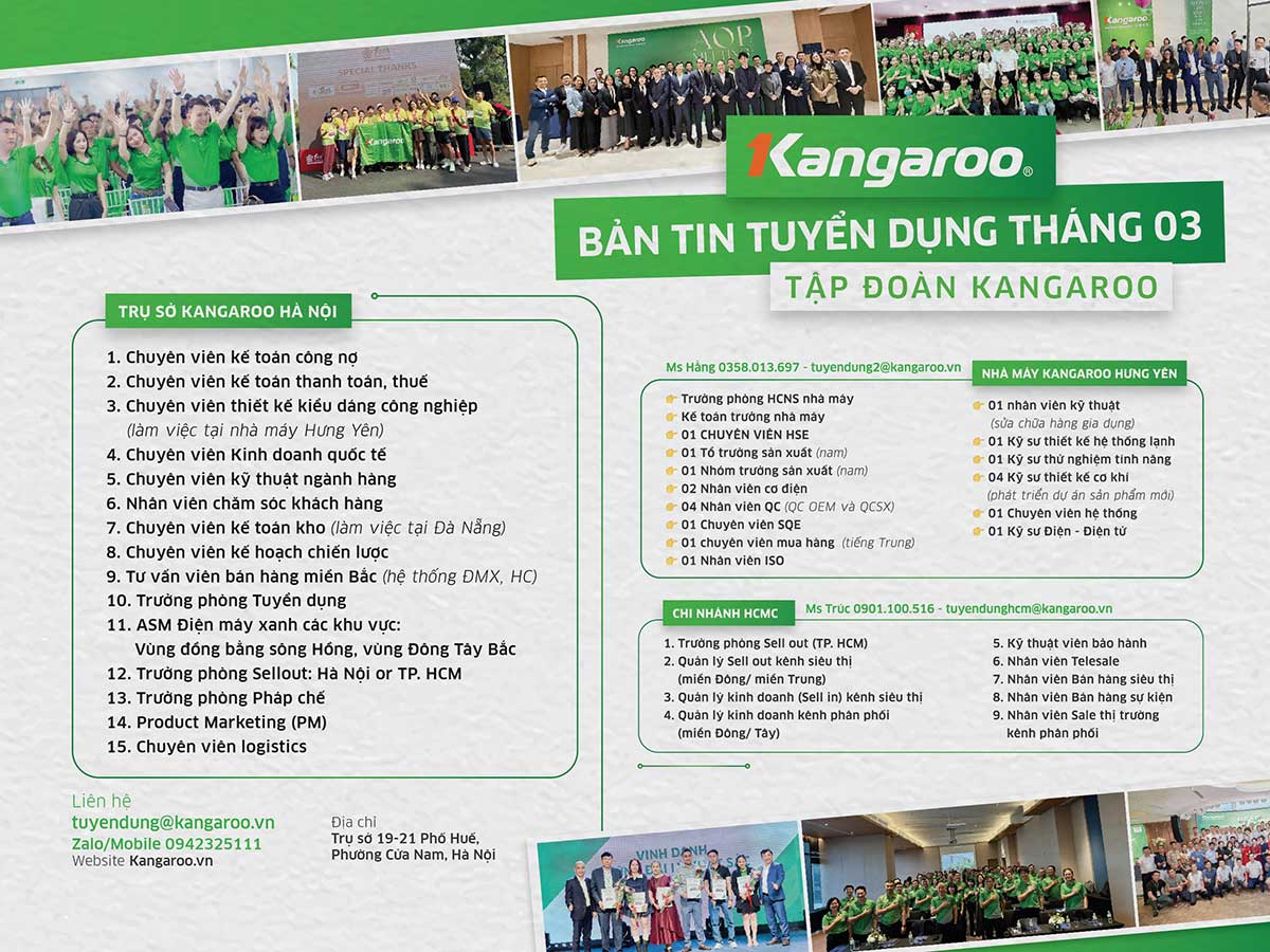 Thông tin tuyển dụng Tập đoàn Kangaroo tháng 03/2026