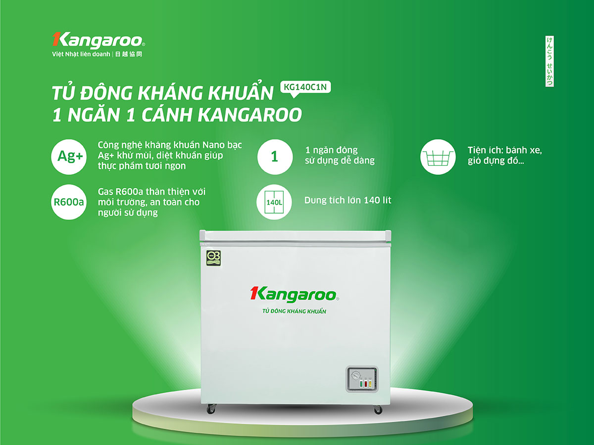 Tủ đông kháng khuẩn Kangaroo 140 lít KG140C1N