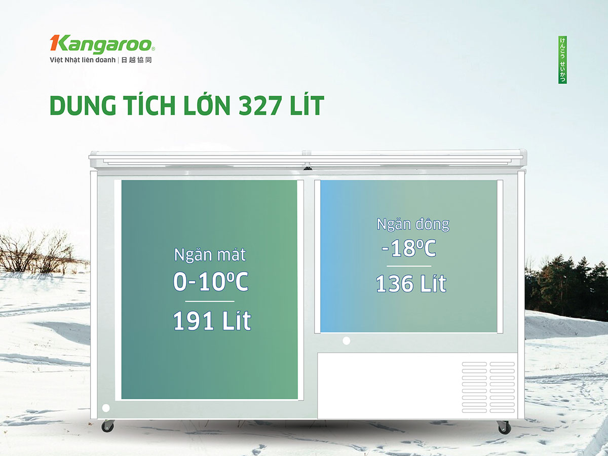 Tủ đông kháng khuẩn Kangaroo 327 lít KG327C2N