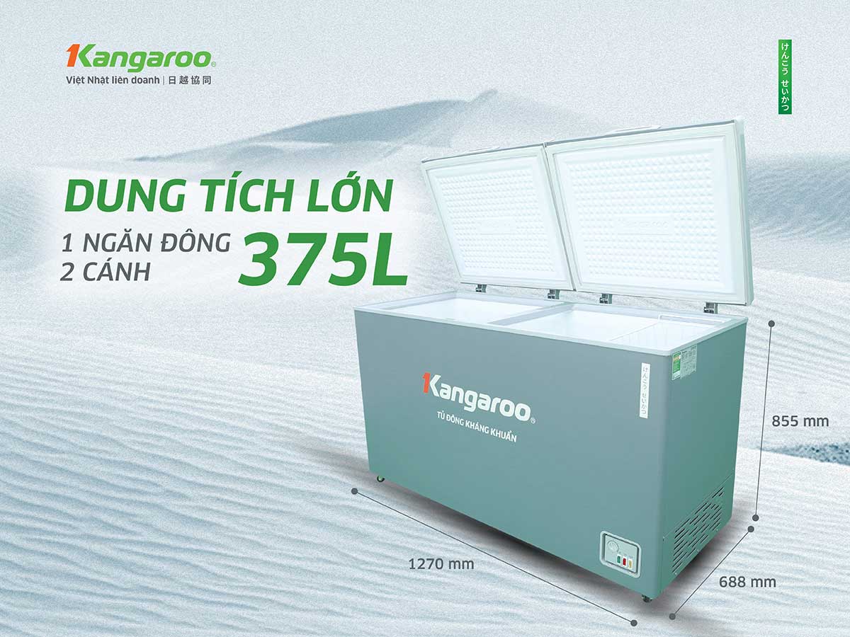 Tủ đông kháng khuẩn Kangaroo 375 lít KGFZC375IG1