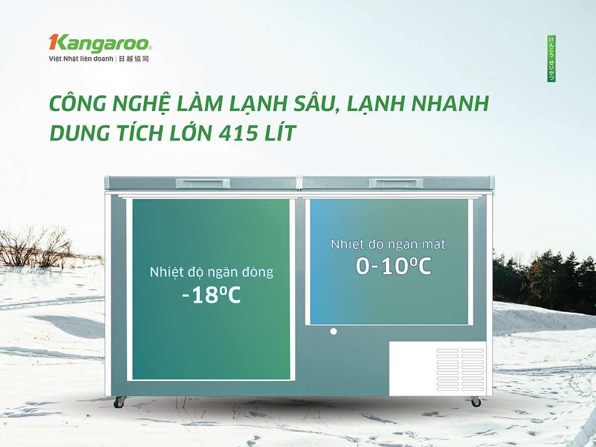 Tủ đông kháng khuẩn Kangaroo 415 lít KG415G2D