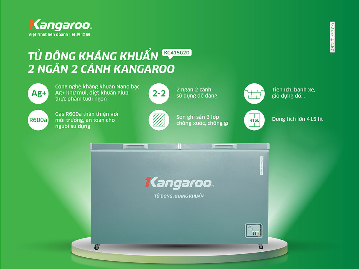 Tủ đông kháng khuẩn Kangaroo 415 lít KG415G2D