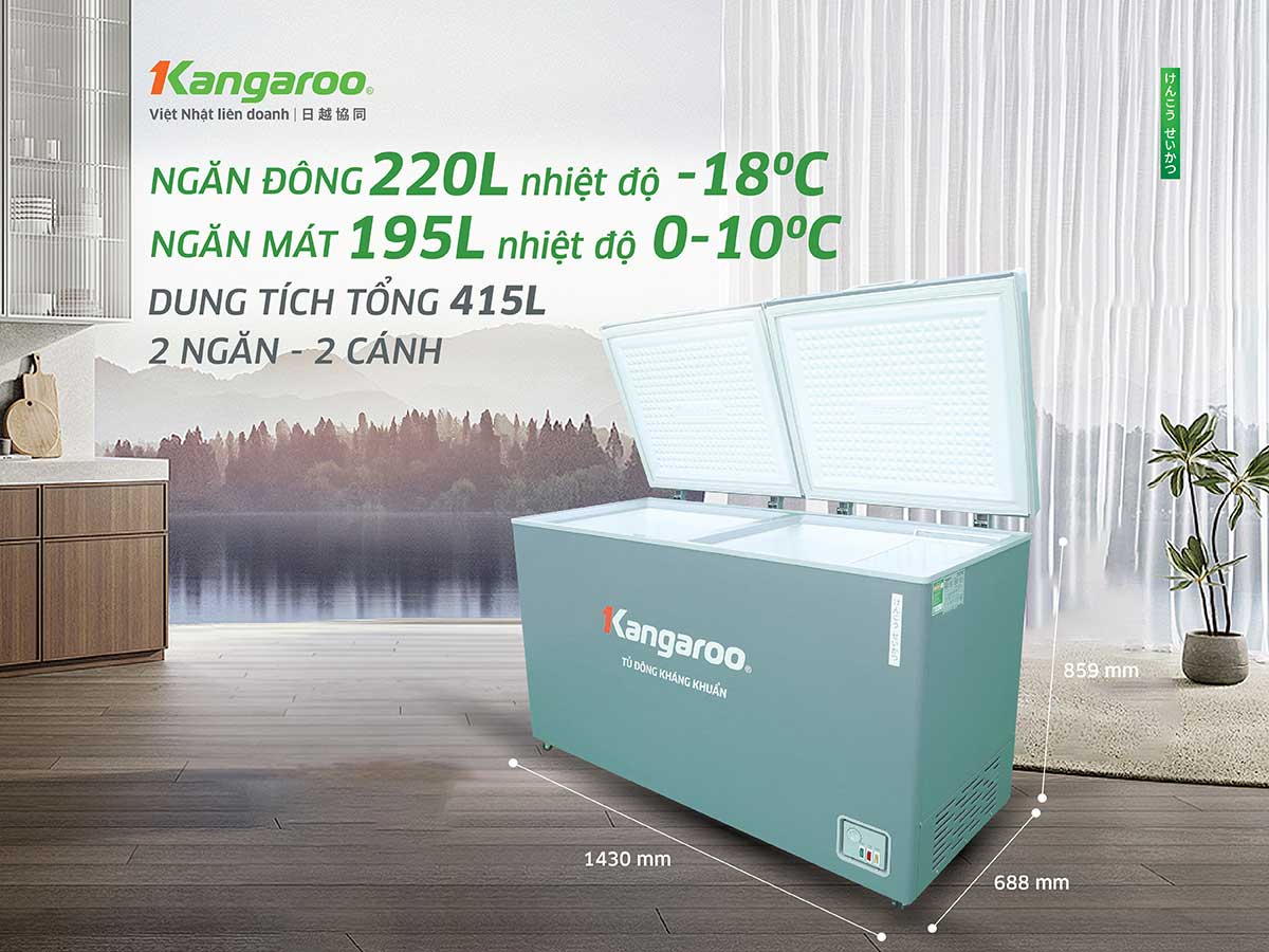 Tủ đông kháng khuẩn Kangaroo 415 lít KGFZA415IG2 Tủ đông kháng khuẩn Kangaroo 415 lít KGFZA415IG2