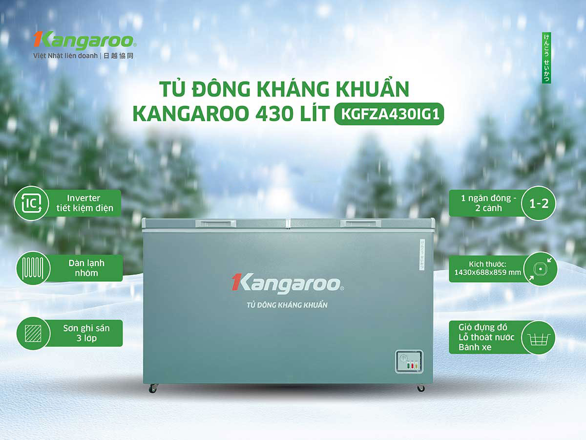 Tủ đông kháng khuẩn Kangaroo 430 lít KGFZA430IG1 Tủ đông kháng khuẩn Kangaroo 430 lít KGFZA430IG1