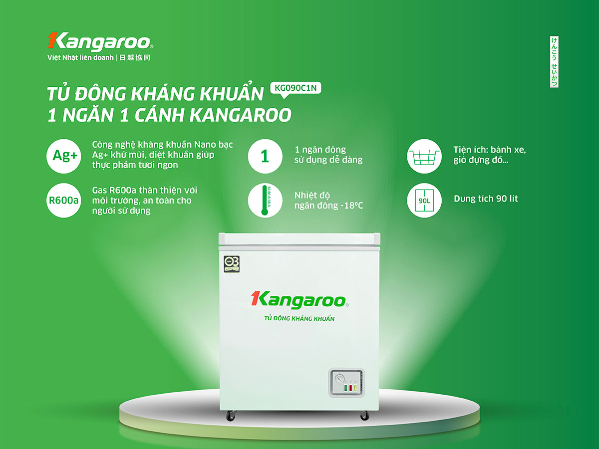 Tủ đông kháng khuẩn Kangaroo 90 lít KG090C1N