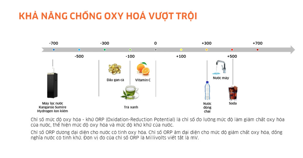 Nước từ máy RO không có cơ chế tạo thêm đặc tính chống oxy hóa
