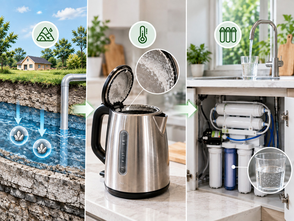 Cặn canxi thường xuất hiện khi nguồn nước chứa hàm lượng canxi và magie hòa tan tương đối cao