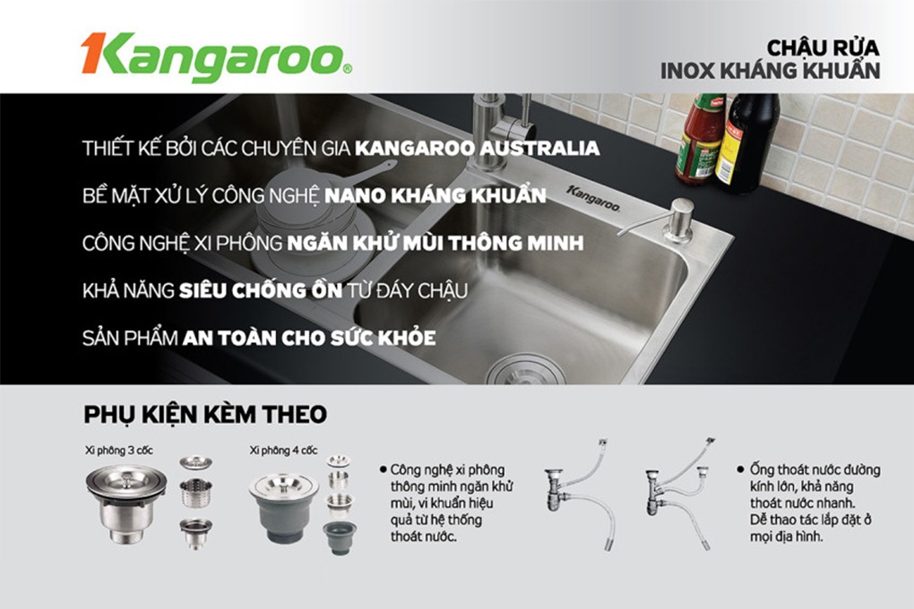 Chậu rửa bát Inox Kangaroo KG10545L
