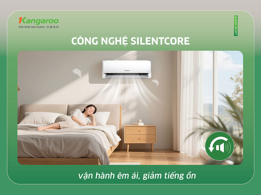 Điều hòa Kangaroo vận hành nhẹ nhàng, không ảnh hưởng đến giấc ngủ của gia đình bạn