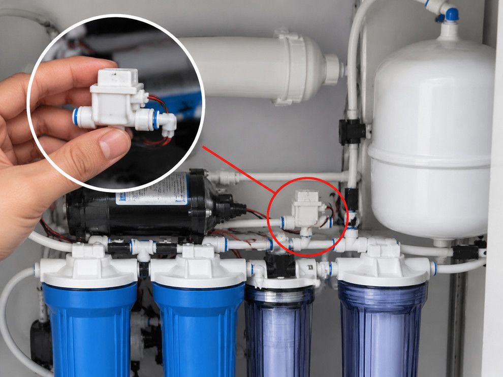 Van áp thấp không chỉ điều khiển bơm mà còn giúp hạn chế tình trạng máy hoạt động khi thiếu nước đầu vào. 