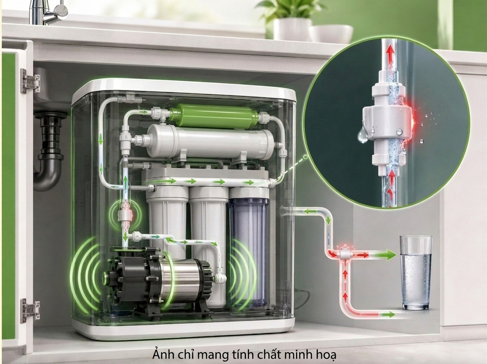 Van một chiều bị hở khiến nước rò ngược, bơm phải chạy bù liên tục