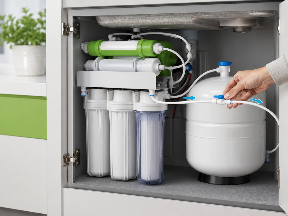 Van bình áp dạng tay vặn cần mở hết cỡ để nước nạp vào bình 