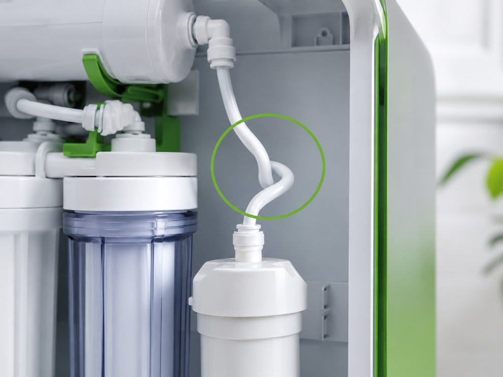 Đường ống dẫn nước bị gập xoắn khiến dòng chảy bị cản trở 