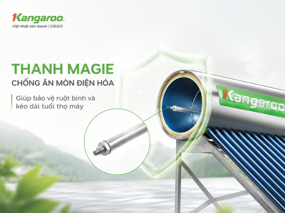 Máy nước nóng năng lượng mặt trời Kangaroo Model GD phù hợp cho nhiều quy mô gia đình