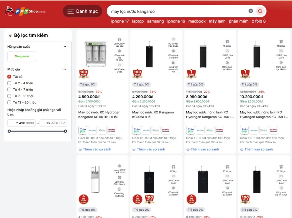 Gian hàng Siêu Thị điện máy FPT Shop