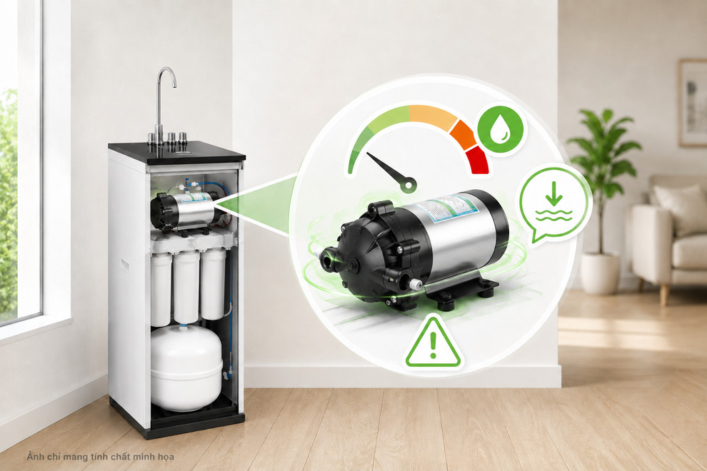 Bơm tăng áp yếu khiến máy lọc nước không đạt áp suất tự ngắt