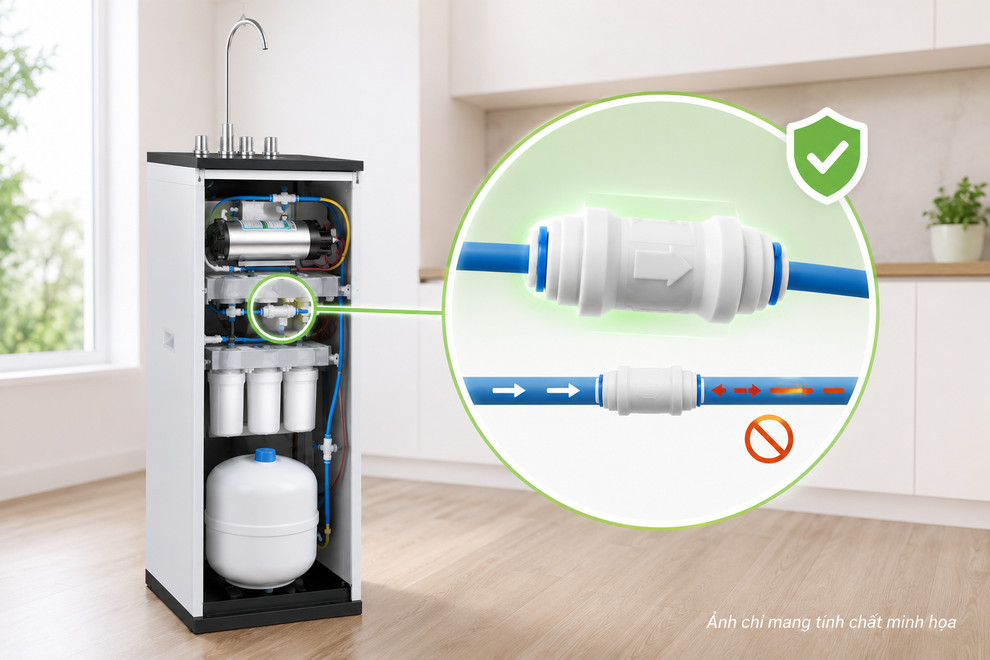 Van một chiều ngăn nước chảy ngược về màng RO