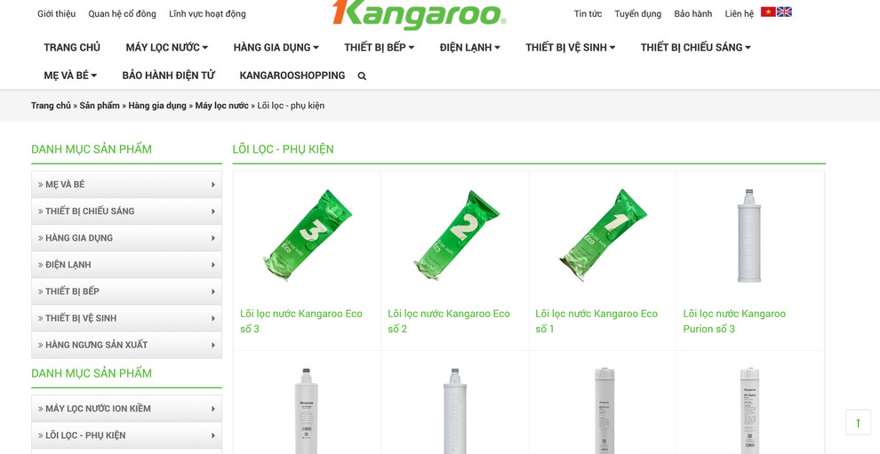 Kangaroo cung cấp phụ kiện máy lọc RO chính hãng và bảo hành đầy đủ