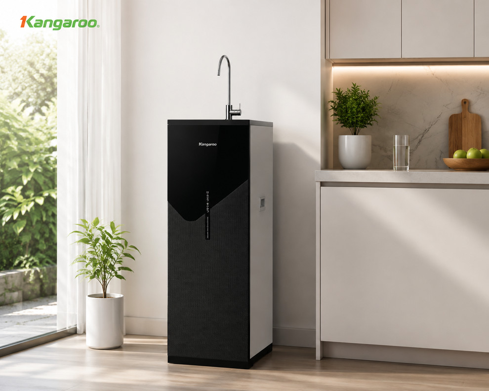 Tầm 5 triệu nên mua máy lọc nước nào? Máy lọc nước Kangaroo Hydrogen Infinity KGHP11S5 với cảnh báo thay lõi trên mặt tủ