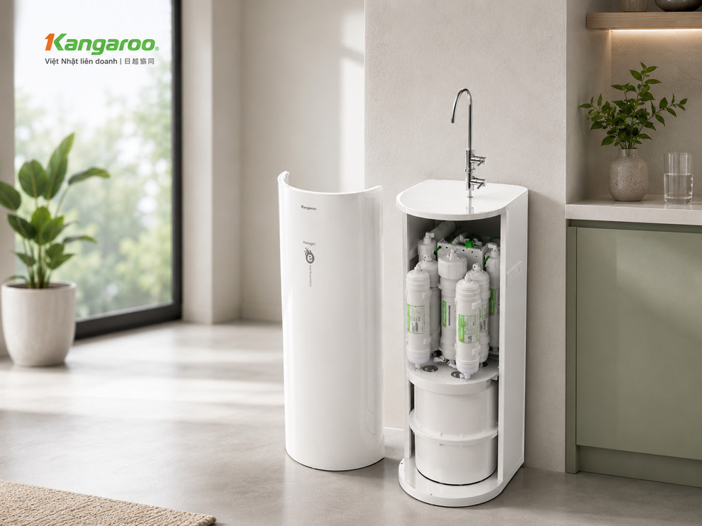 Máy lọc nước Kangaroo Hydrogen ion kiềm KG100EO kiểu dáng Oval nhỏ gọn