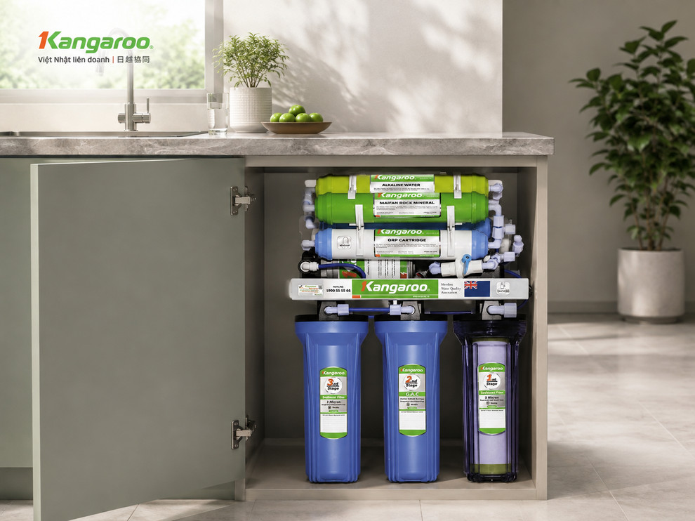 Máy lọc nước Kangaroo RO KGRP12 dạng để gầm với 9 cấp lọc, phù hợp lắp âm tủ bếp