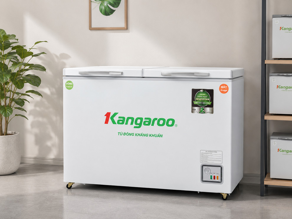 Tủ đông Inverter Kangaroo 230L KGFZ320IC2 tiết kiệm điện, bảo hành máy nén dài hạn
