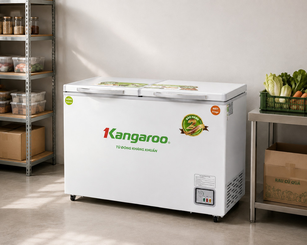 Tủ đông Kangaroo 252L KG400NC2 với ngăn đông rộng hơn ngăn mát