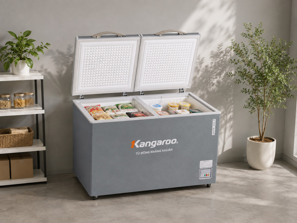Tủ đông Kangaroo 327L KGFZ389NG2 với thiết kế 2 ngăn tiện dụng