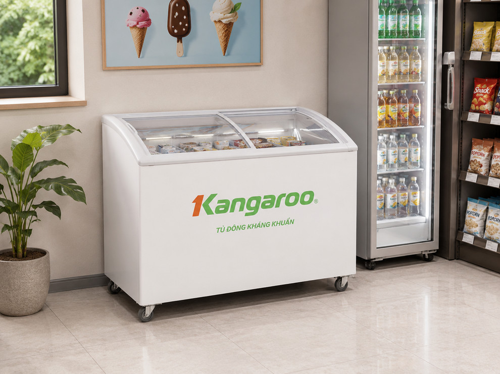 Tủ kem kháng khuẩn Kangaroo 308L KG308C1 phù hợp quán nhỏ