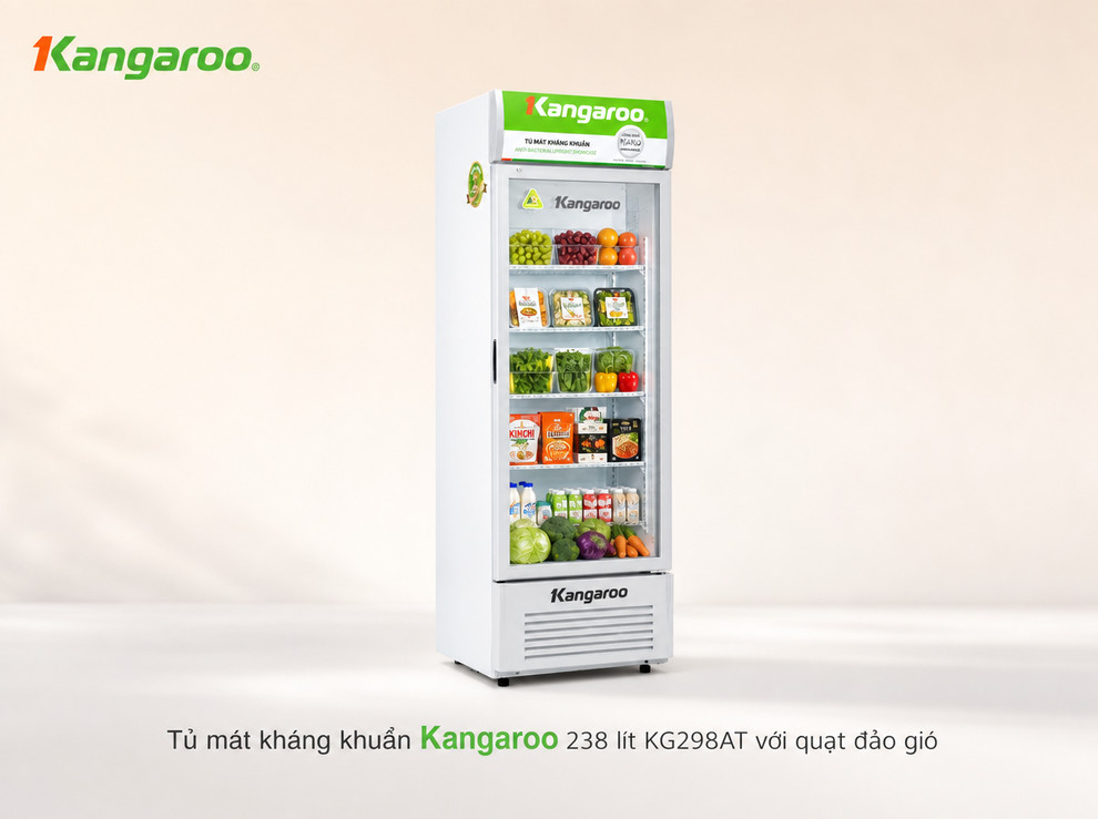 Tủ mát Kangaroo 238L KG298AT làm lạnh nhanh, đều nhờ quạt đảo gió