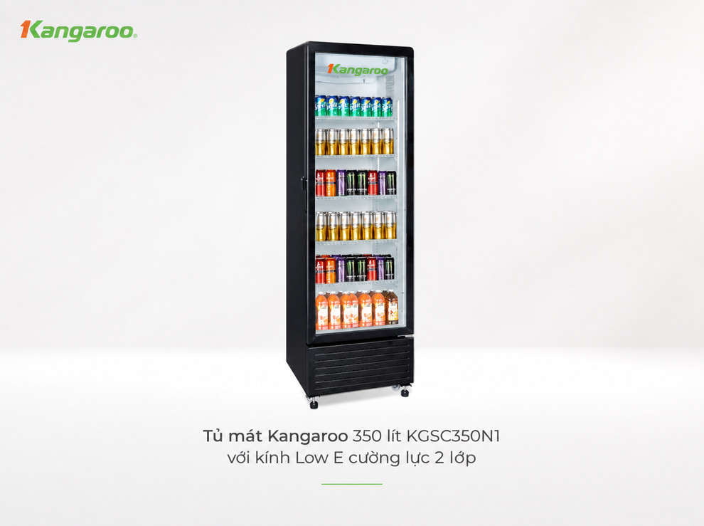 Tủ mát Kangaroo 350 lít KGSC350N1 với kính Low E cường lực 2 lớp