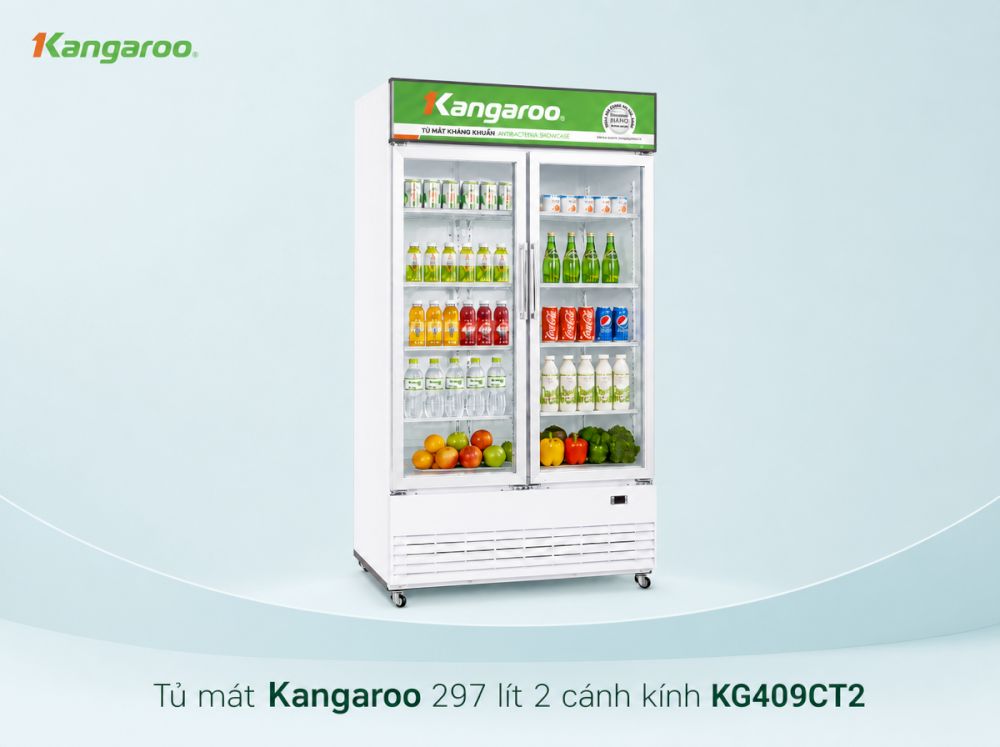 Hình ảnh tủ mát Kangaroo 297 lít 2 cánh kính KG409CT2 có tại trang sản phẩm chính hãng