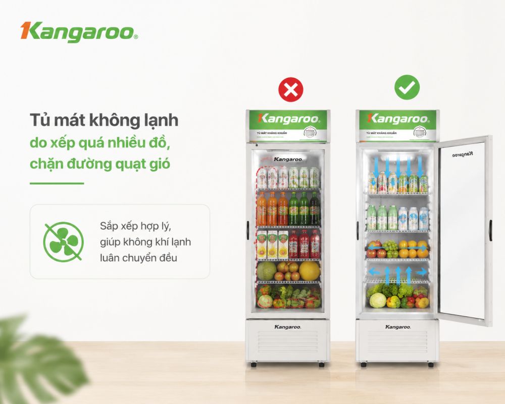 Sắp xếp thông thoáng giúp hơi lạnh lan tỏa đều