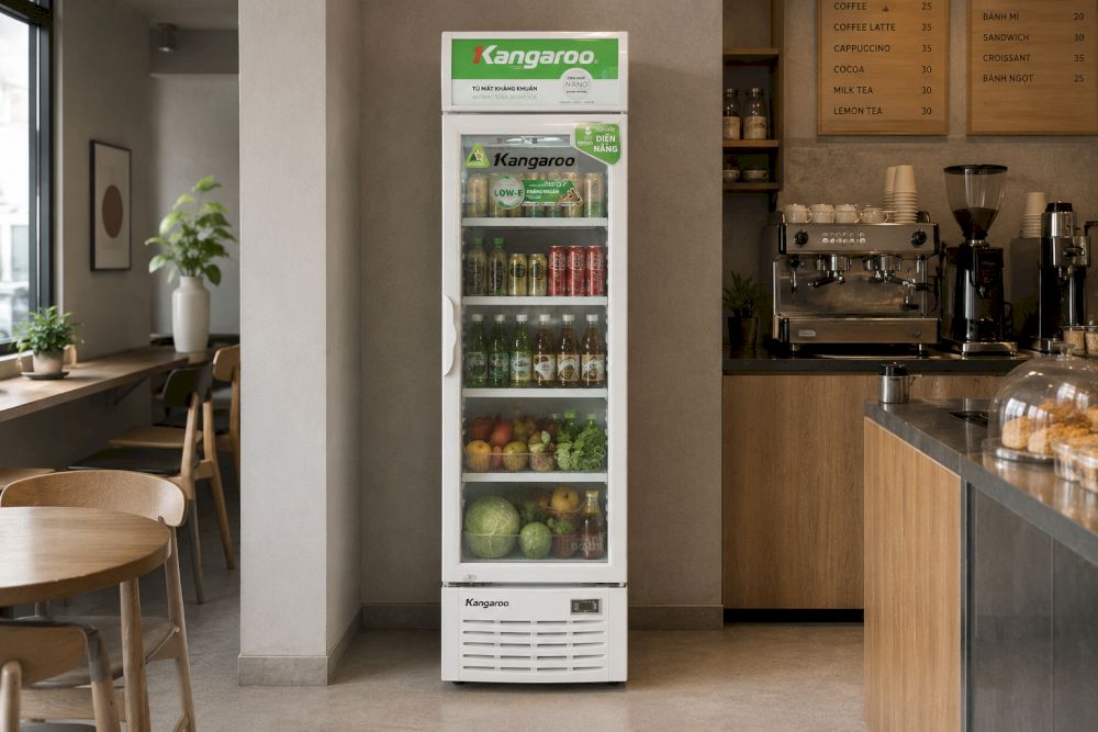 Hình ảnh chi tiết của tủ mát Kangaroo 297 lít 2 cánh kính KG409CT2